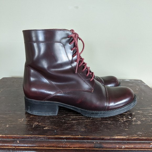 David Tyler Burgundy Leather Lace Up Boot - Picture 1 of 11